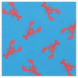 Lobster Print Fabric Blue Stof