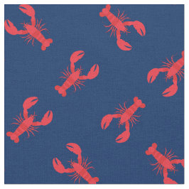 Lobster Print Fabric Navy Blue Stof