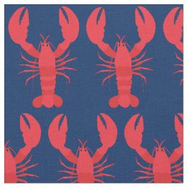 Lobster Print Fabric Navy Blue Stof