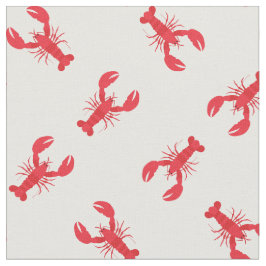 Lobster Print Fabric White Stof