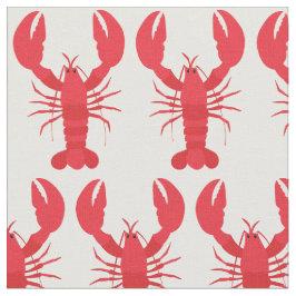 Lobster Print Fabric White Stof