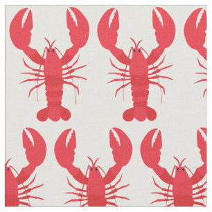 Lobster Print Fabric White Stof