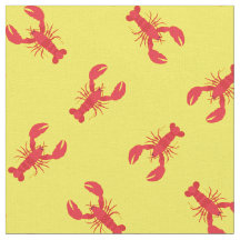 Lobster Print Fabric Yellow