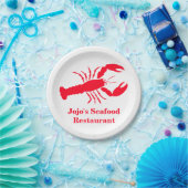 Lobster Red Jojo's (naam) restaurant voor zeevruch Papieren Bordje (Feest)