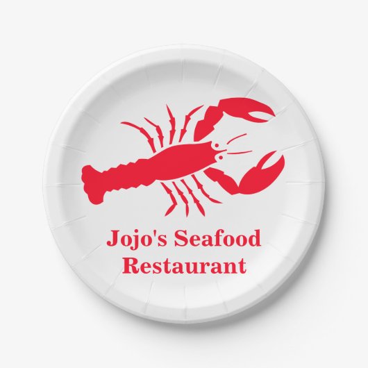 Lobster Red Jojo's (naam) restaurant voor zeevruch Papieren Bordje (Voorkant)