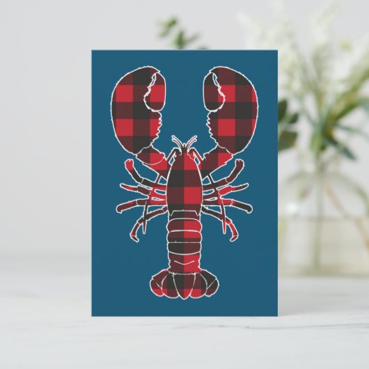 Lobster Red Pset Buffalo Matching Pajama Family Bedankkaart (Staand voorkant)