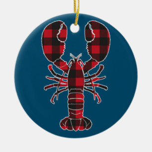 Lobster Red Pset Buffalo Matching Pajama Family Keramisch Ornament