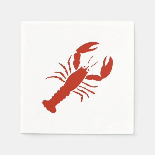Lobster red white modern grafisch leuk feestje servet (Voorkant)