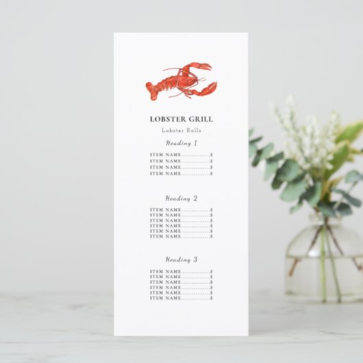 Lobster Restaurant | Kaart van het menu Menu van d (Staand voorkant)