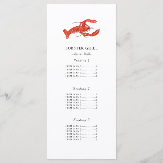Lobster Restaurant | Kaart van het menu Menu van d (Voorkant)