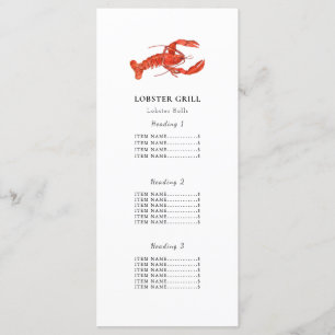 Lobster Restaurant   Kaart van het menu Menu van d