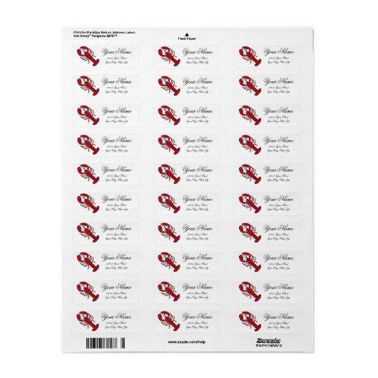 Lobster Return Adres Label (Full Sheet)