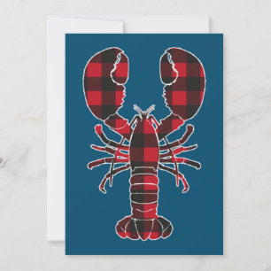 Lobster Rood Geruite Buffalo Matchende Pyjama Fami Feestdagenkaart
