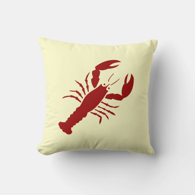 LOBSTER rood op witte kussen (Voorkant)