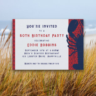 Lobster Seafood Birthday Party Invitation Kaart