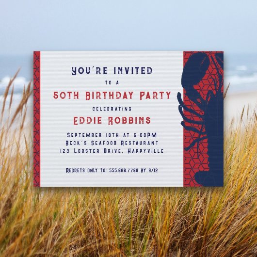 Lobster Seafood Birthday Party Invitation Kaart