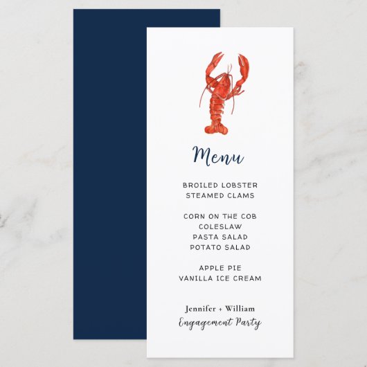 Lobster Seafood Party Menu Kaart (Voorkant / Achterkant)