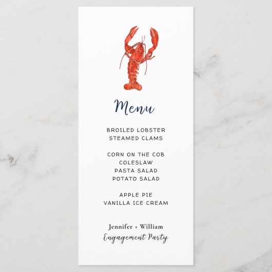 Lobster Seafood Party Menu Kaart