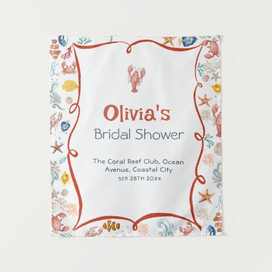 Lobster She Is a Catch Bridal Shower Banner Wandkleed (Voorkant)