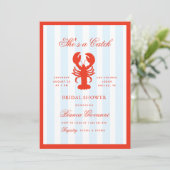 Lobster She's a Catch Beach Coastal Bridal Shower Kaart (Staand voorkant)