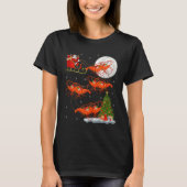 Lobster Shrimp Santa Sleigh Flying Funny Magical C T-shirt (Voorkant)