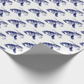 Lobster Silhouette #1 Tekenblauw Cadeaupapier (Hoek)