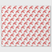 Lobster Silhouette #1 Tekening Rood Cadeaupapier (Vlak)