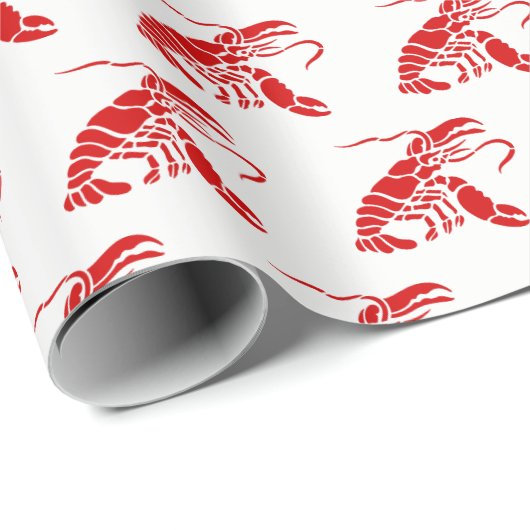 Lobster Silhouette #1 Tekening Rood Cadeaupapier (Rol Hoek)