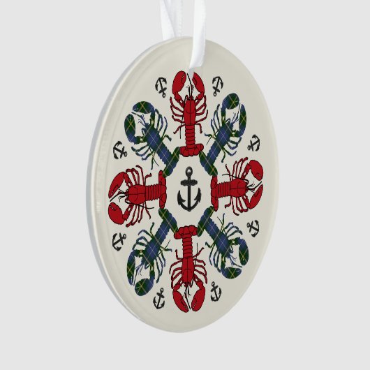 Lobster Snowflake Anchor N.S. kerstversiering Ornament (voorkant)