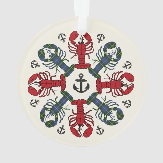 Lobster Snowflake Anchor N.S. kerstversiering Ornament (achterkant)