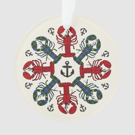 Lobster Snowflake Anchor N.S. kerstversiering Ornament (voorkant)