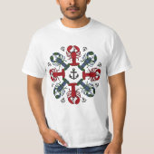 Lobster Snowflake Anchor Nova Scotia Kerstmis T-shirt (Voorkant)