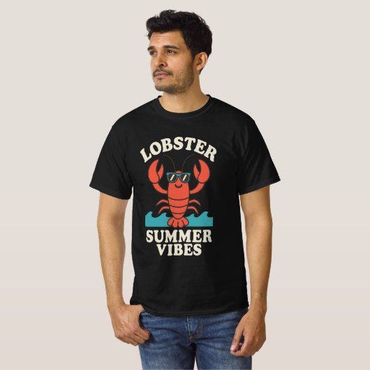 Lobster Summer Vibes – Cute Coastal Crab T-shirt (Voorkant volledig)