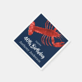 Lobster Thlek Dark Blue Fun Birthday Party Custom Servet (Hoek)