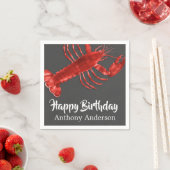 Lobster Thlek Dark Gray Fun Birthday Party Custom Servet (Insitu)