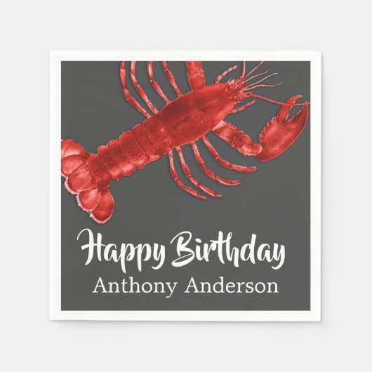 Lobster Thlek Dark Gray Fun Birthday Party Custom Servet (Voorkant)