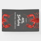Lobster Thlek Dark Gray Fun Birthday Party Custom Spandoek (Horizontaal)