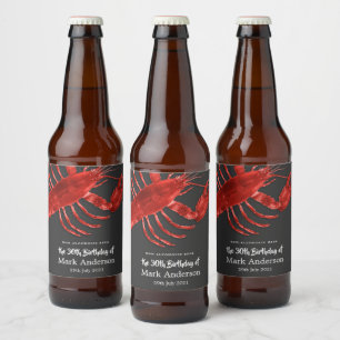 Lobster Thmed Birthday Party Celebration Grey Bier Etiket