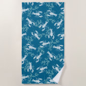 Lobster Toss in Blue and White Beach Towel Strandlaken (Voorkant)