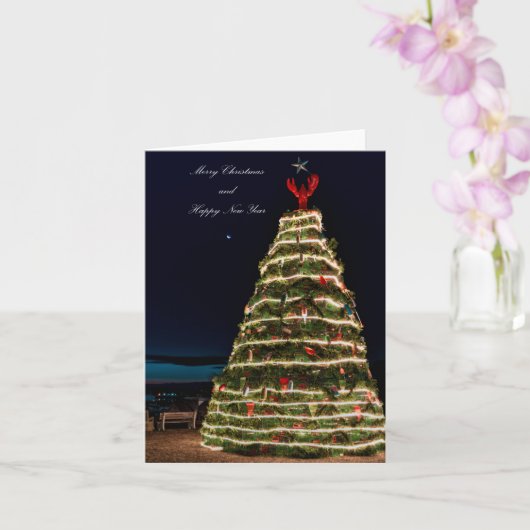 Lobster Trap Christmas Tree 2021 Holiday Greeting  Kaart (Orchidee)