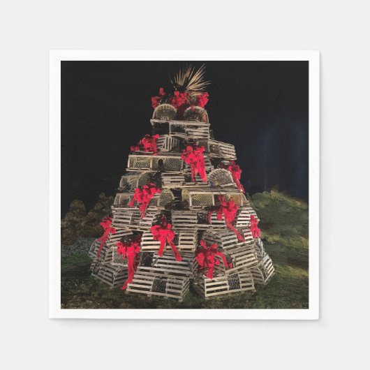 Lobster Trap kerstboom Cocktail Napkin Servet (Voorkant)
