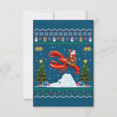 Lobster Ugly Xmas Gift Santa Riding Lobster Christ Bedankkaart (Voorkant)