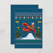 Lobster Ugly Xmas Gift Santa Riding Lobster Christ Bedankkaart (Voorkant / Achterkant)