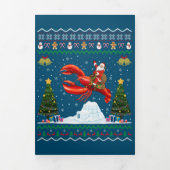 Lobster Ugly Xmas Gift Santa Riding Lobster Christ Drieluik Uitnodiging (Cover)