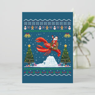 Lobster Ugly Xmas Gift Santa Riding Lobster Christ Feestdagenkaart