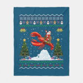 Lobster Ugly Xmas Gift Santa Riding Lobster Christ Fleece Deken (Voorkant)