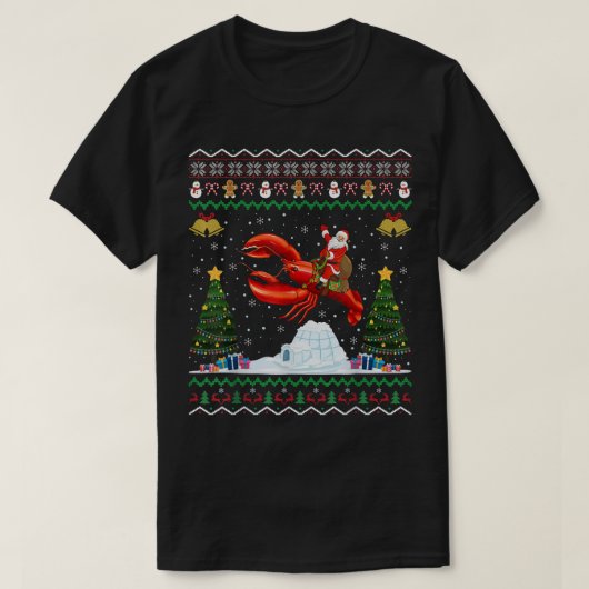 Lobster Ugly Xmas Gift Santa Riding Lobster Christ T-shirt (Design voorkant)