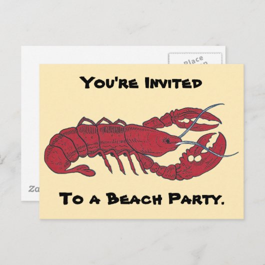 Lobster Uitnodiging Briefkaart (Voorkant / Achterkant)