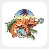 Lobster ukulele vierkante sticker (Voorkant)