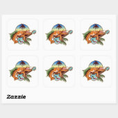 Lobster ukulele vierkante sticker (Vel)